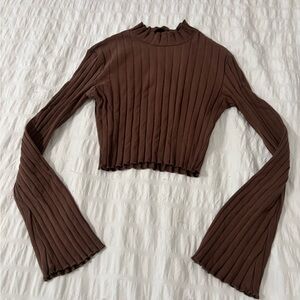 SHEIN Chocolate Ribbed Crop Top